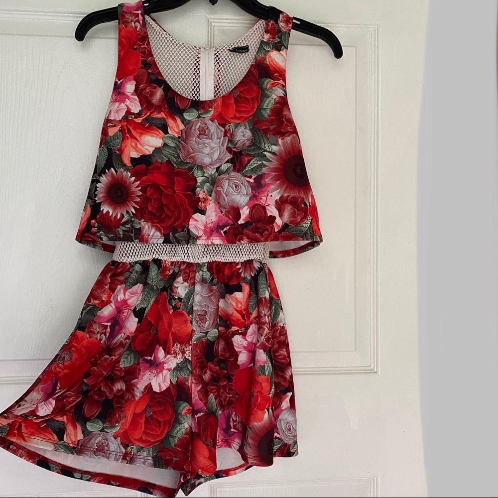 Red Floral Romper
